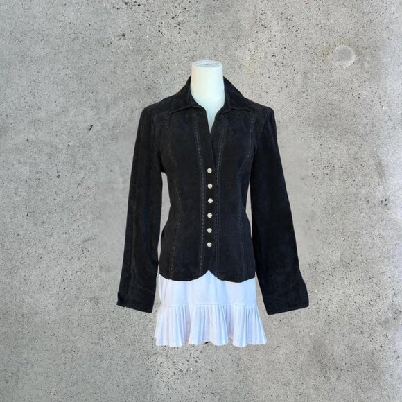 Vintage black suede jacket - Picture 1 of 7